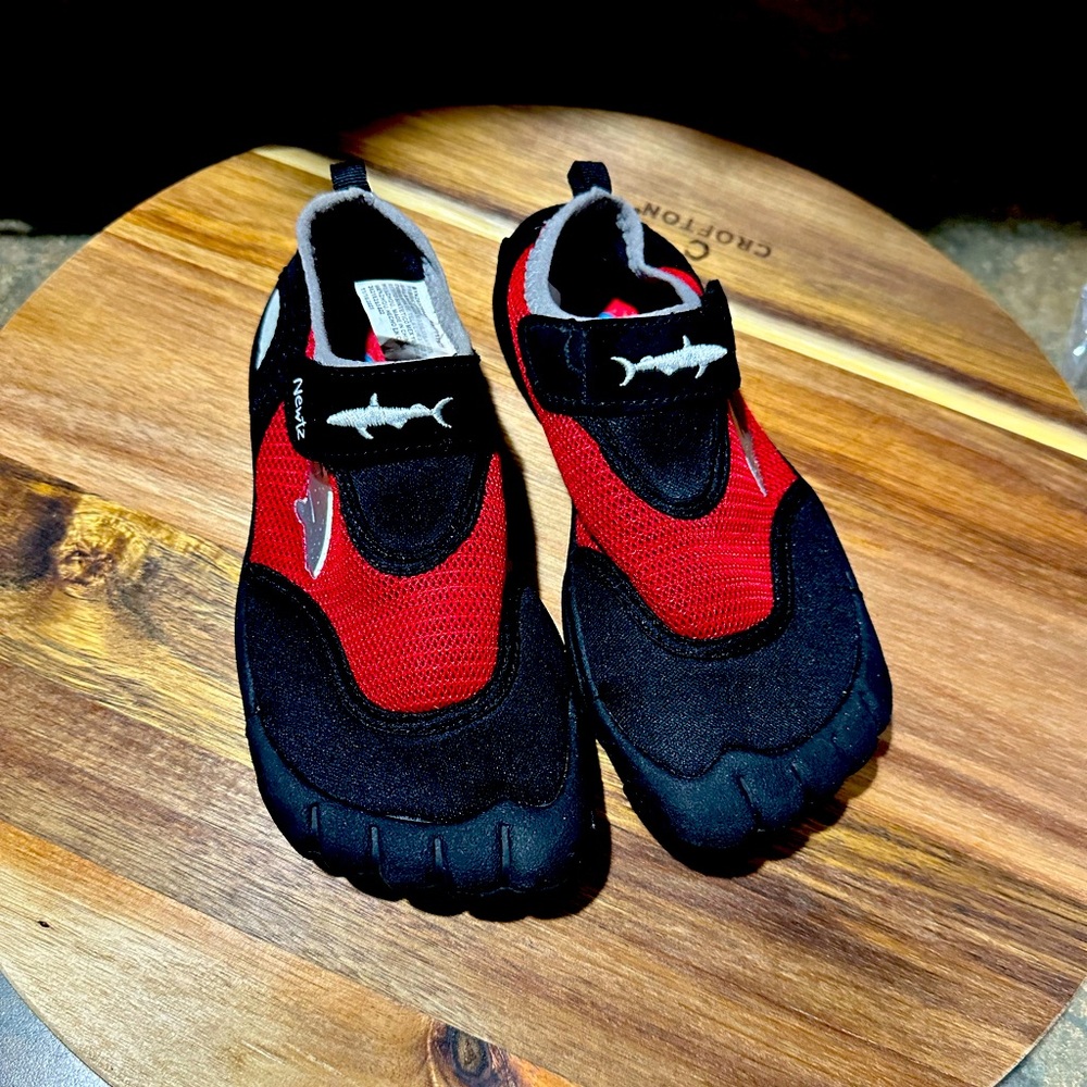 Boys, water, shoes, size 2 with Velcro closure.